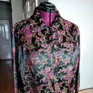 AKS Magenta Pink Black Chinese Brocade Jacket